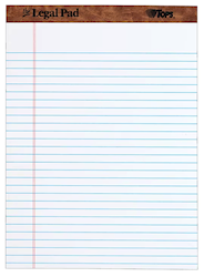 NOTEPAD, WIDE, LEGAL, WHITE, 8.5" X 11.75", 50 SHEETS LARGE